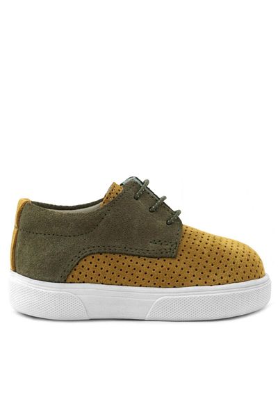 Rakerplus Genuine Leather Mustard Yellow Khaki Elastic Boys' Casual Shoes
