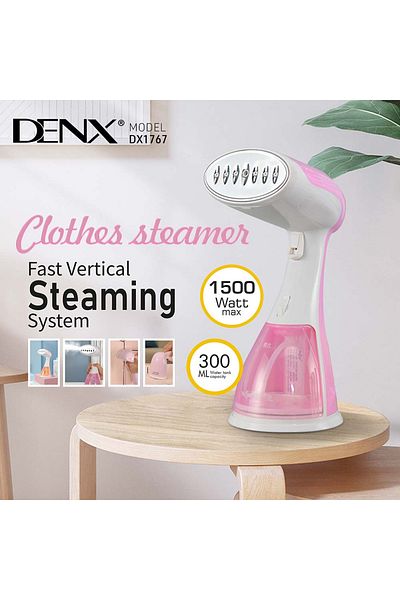 Denx مكواة بخار ملابس DX1767 - فرشاة بخار كهربائية بقوة 1500 واط مع خزان مياه سعة 300 مل