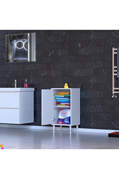 Modilayn Küçük Alanlar İçin Akıllı Çözümler 45x75x32,5 cm’ lik 1 Kapaklı 2 Göz Raf Dolap