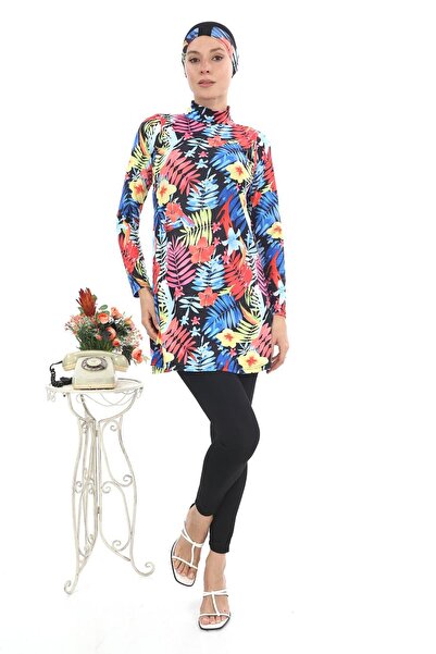 EB beachwear Mixed Leaf Pattern Lycra Full Tetture Swimsuit