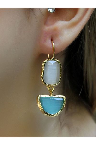 esha Double Model Cat's Eye Glass Hanging Women's Earrings Euku26M
