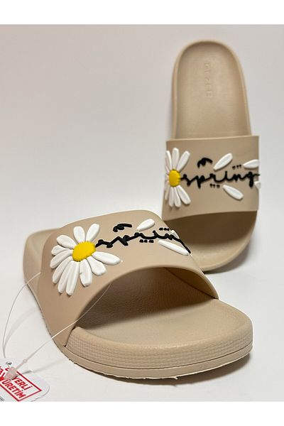 GEZER Spring Daisy Detailed Non-Slip Eva Anatomic Sole Women's Wet Floor, Home and Street Slippers
