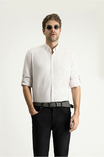 Kiğılı Long Sleeve Regular Fit Patterned Sports Cotton Button Collar Shirt