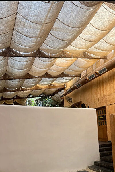 sizenelazım Doğal Jüt Rustik Kanaviçe Kumaş Açılır Kapanır Teleskopik Tente S...