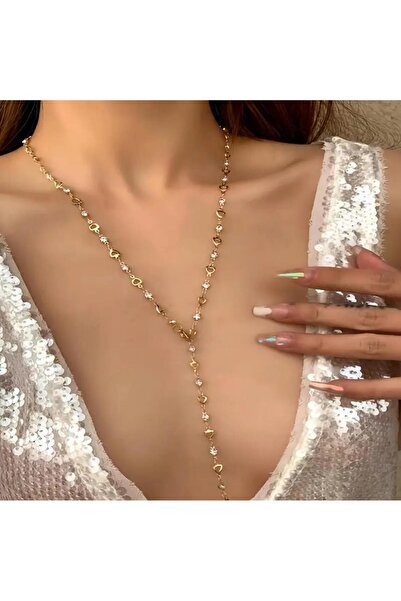 Tudivanyu Aksesuar قلادة على شكل حرف Y بتفاصيل قلب (موديل 1)