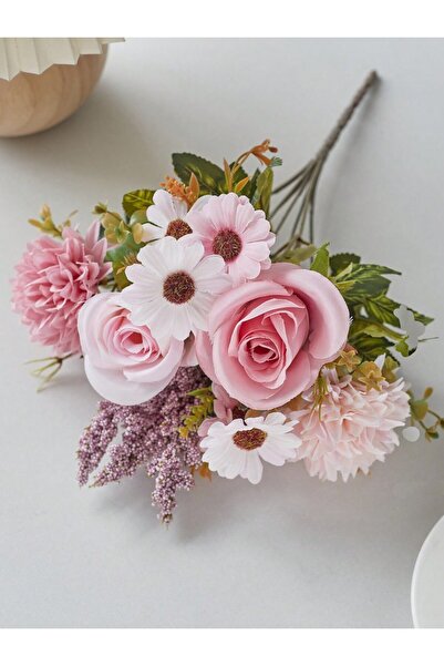 Choice 3 قطع وردية 1/3 قطع زهور صناعية باقة ورد وهمية زهور الهندباء الحريرية ...