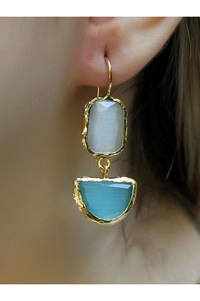 esha Double Model Cat's Eye Glass Hanging Women's Earrings Euku26M