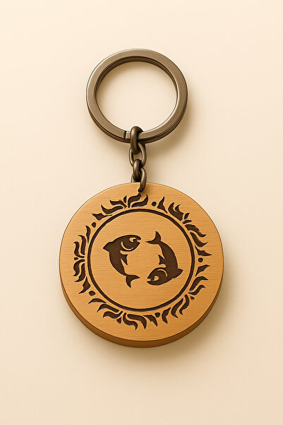 MSMETICARET Burç Anahtarlık – |12 Zodyak Sembolü | Ahşap Çift Taraflı Lazer Gravürlü| Zodiac Keychain