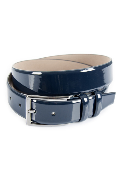 Rizz up Men's Navy Blue Classic Patent Leather Belt 3.5 cm Faux Leather Men's...