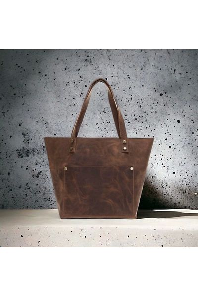 Enseb Moon Leather Women's Bag Medium Size G6 Brown