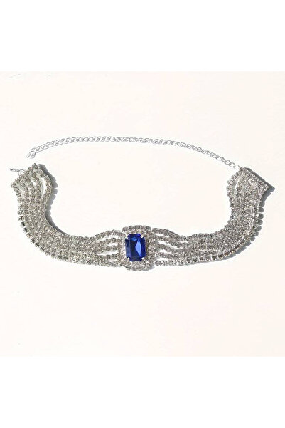 Flaner Paris Aksesuar Retro Trend Diamond Oval Crystal Necklace and Choker Set