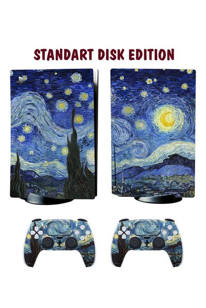 KT Decor Van Gogh Yıldızlı Gece Playstation 5 Full Sticker Kaplama Seti