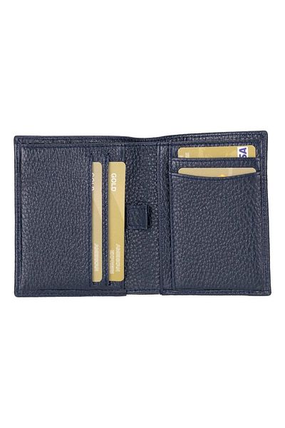 StoreAura Purahide Leather Wallet, 7 Card Compartments, Textured Navy Blue
