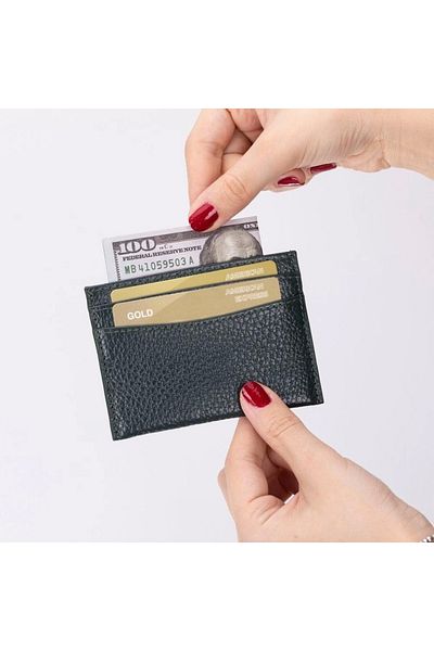 FTAKRY Luxeyuard Leather Card Holder, 5 Card Compartments, Textured Black
