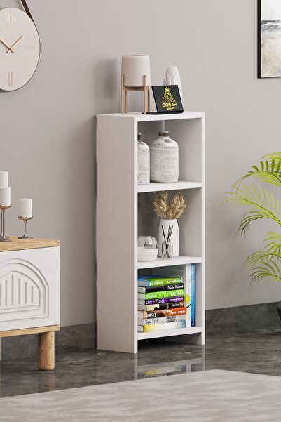 Cosargroup Bohem 4 Raflı 40 Cm Dekoratif Kitaplık İskandinav Tarz Kitaplık Of...