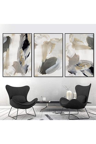 Generic Today Idea Black Beige Grey Wall Art Black and White Abstract Canvas Abstract Prints Black and Gold
