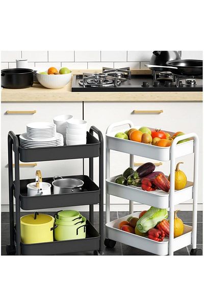 Generic Andanna Rolling Storage Cart 3 Tier Organizer Mobile Shelving Unit Storage Rolling Utility Cart wit