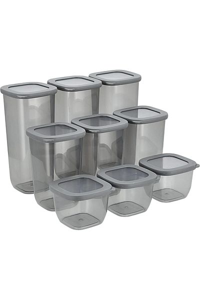 Generic Grey food container plastic set with lids 9 pcs