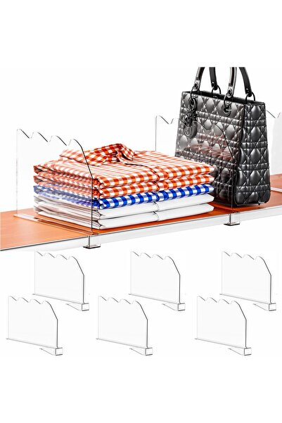 Arabest 6 PCS Clear Shelf Dividers for Closet Organization,for Sweater, Shirt...