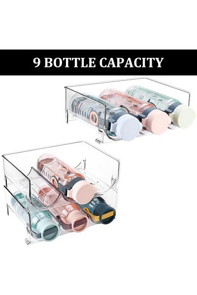 Generic Puricon Plastic Water Bottle Organizer Rack, Stackable Bin Holder for Insulated Tumbler Sports Flas