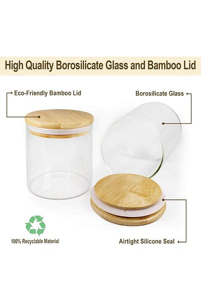 Generic ECOEVO Glass Jars with Bamboo Lids, Glass Food Jars and Canisters Sets, 9 Pack of 16oz