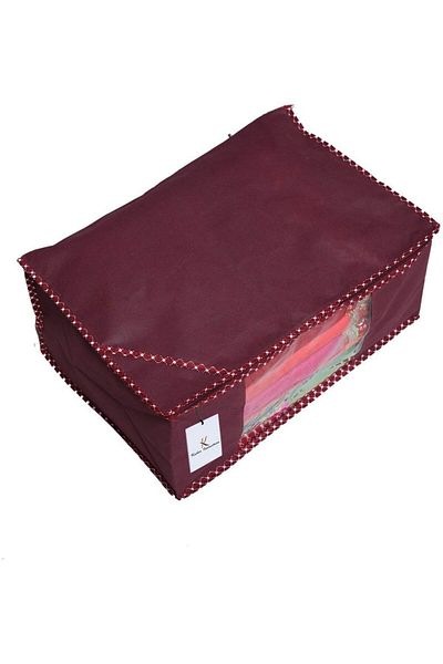 Generic Kuber IndUStries 3 Piece Non Woven Clothes Organizer Set, Maroon (46 Cm X 35 Cm X 22 Cm)