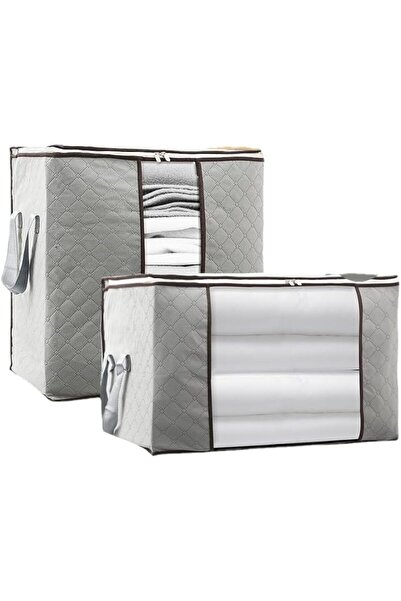 fulina 2-Pack Clothes Storage,Stackable Storage Bin Tote with Lids,for Organizing Bedroom,Closet,Grey