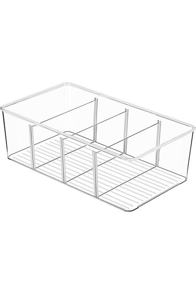Generic Tea Storage Boxes, Plastic Tea Box with 4 Compartments, Stackable Tea Bag Holder, Tea Caddy for Tea