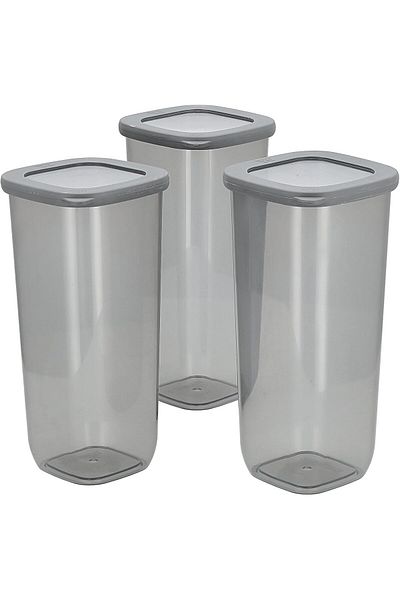 Generic Grey food container plastic set with lids 9 pcs