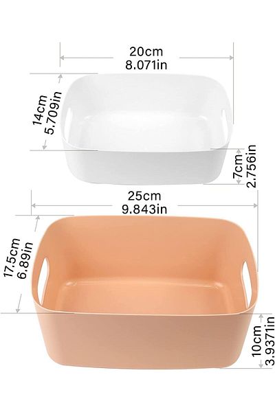 Generic SYOSI Plastic Storage Basket, 6 Pc Open Storage Boxes with Handles - Multiple Colour Organisation B