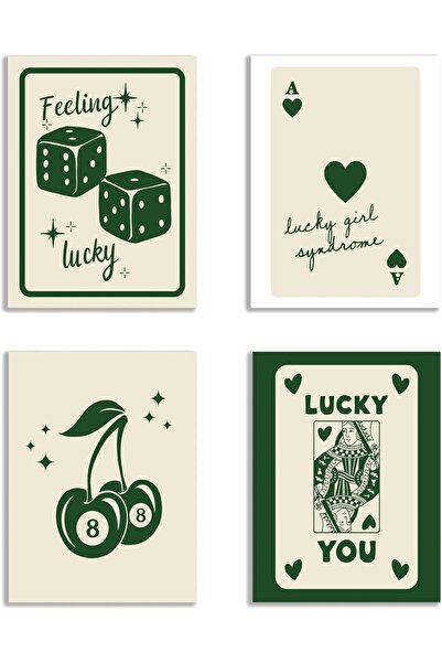 Today Idea مجموعة ملصقات فنية جدارية ريترو جمالية من Today Idea - مجموعة من 4 مطبوعات قماشية غير مؤطرة (8 × 10 بوصات)