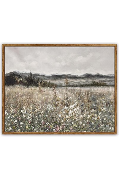 TRASSLE لوحة جدارية قماشية مؤطرة، مقاس 40×60 سم، بتصميم كلاسيكي عتيق، تُصوّر منظرًا طبيعيًا، وتُزيّن غرفةً برسومات حقول الزهور.