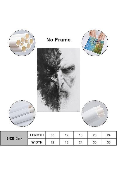 Generic HHGaoArt Bald Eagle And Man Double Exposure Wall Art Wild Animal Portrait Canvas Print Abstract Pos