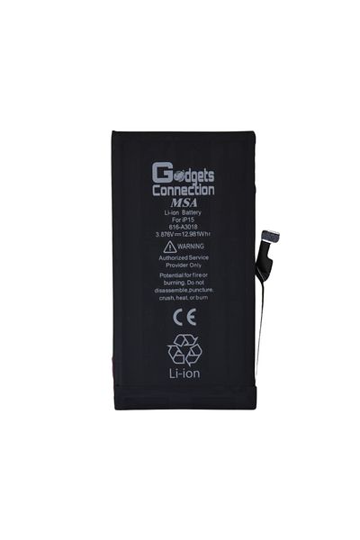 Gadgets Connection Replacement Battery for Apple iPhone 15 in Black