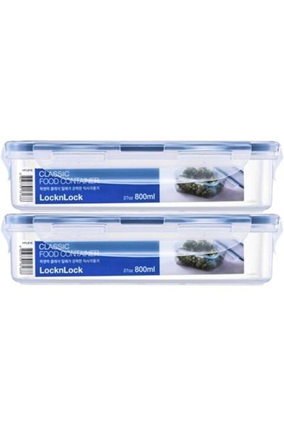 Generic LocknLock Classic Containers Set of 2 Piece, HPL816SA2, Clear/Blue, 0.8 Liter, Rectangular