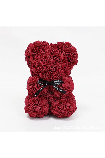 Choice WineRed 1pc 25cm Artificial Foam Flowers Bear Rose Bear Romantic Creative Gifts For Valentines Day M