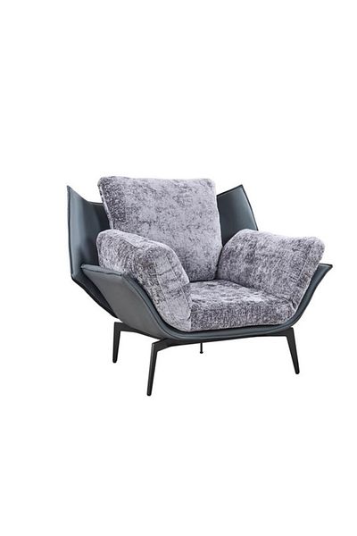 Generic Gray Accent Chair with Fixed Back, Armrest, Removable Cushions and Pillow