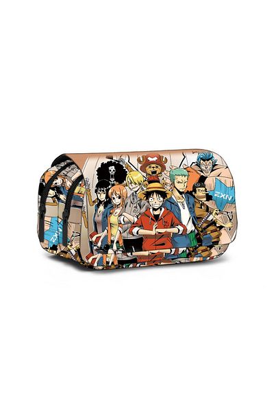 BANDAI 03 One Piece Pencil Bag Cartoon Large Capacity Pen Case Luffy Zoro Anime Printing Pen Box Students S