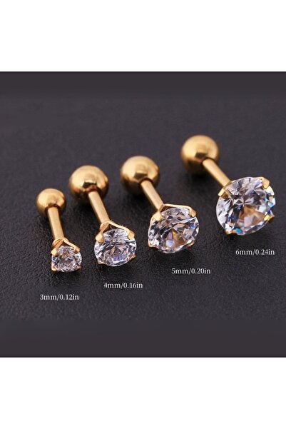 Choice1 3-6mm Gold 4 Pairs/set Elegant & Sparkling Faux Diamond Stud Earrings...