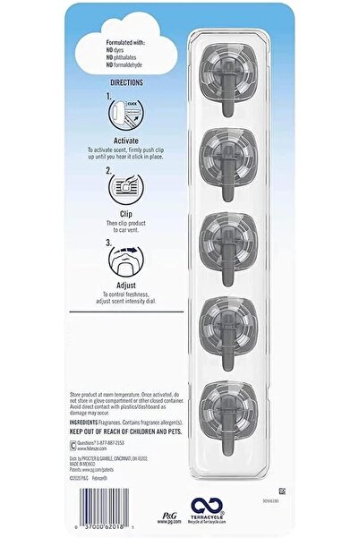 Febreze Car Air Freshener 5 Count - Ocean, Original, Moonlight Breeze, Linen & Sky And Platinum Ice