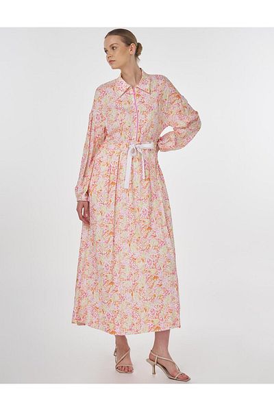 Kayra Φόρεμα βισκόζης με φλοράλ σχέδιο Candy Pink