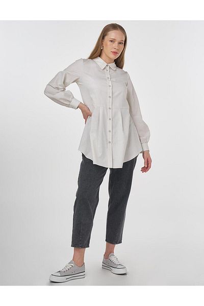 KYR Pleated Line Pattern Tunic Gray