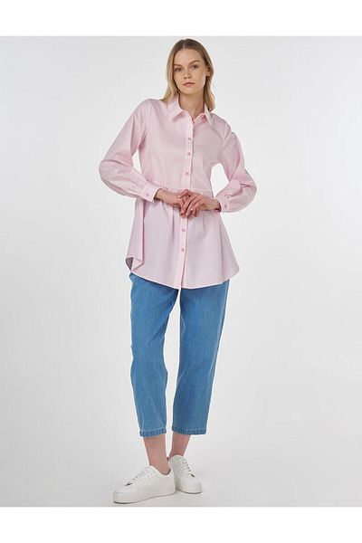 KYR Pleated Line Pattern Tunic Candy Pink