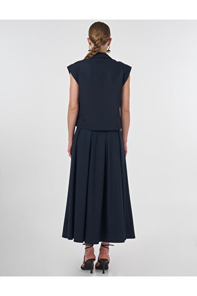 Kayra Vest Skirt Suit Dark Navy Blue