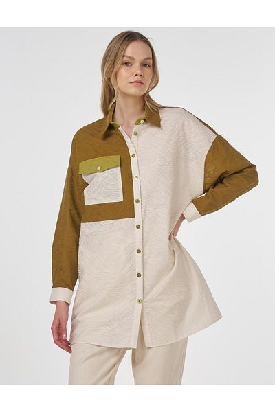 KYR Garnished Shirt Collar Tunic Cream