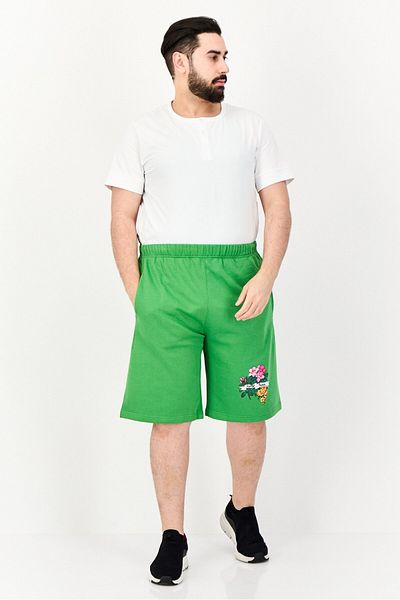 Kenzo شورت رجالي أساسي بطبعة جرافيكية، أخضر