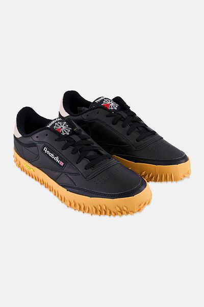 Reebok Men Club C Vibram Lace Up Tennis Shoes, Black