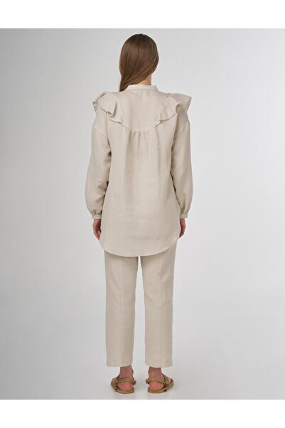 Kayra Frilly Double Muslin Set Cream