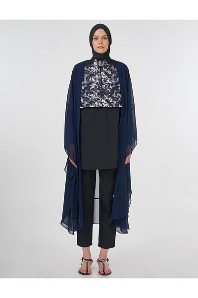 Kayra Chiffon Hijab Pareo Dark Navy Blue