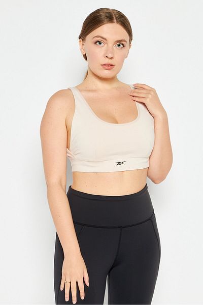 Reebok Women Brand Logo Non-Padded Sports Bra, Peach